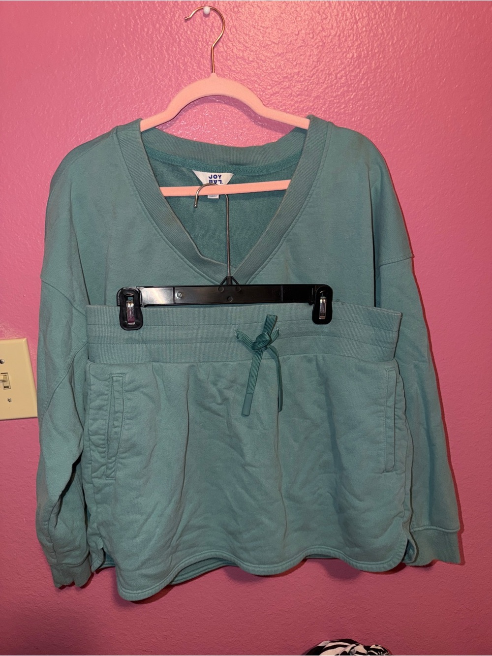 JoyLab Teal V-Neck Drawstring Pullover